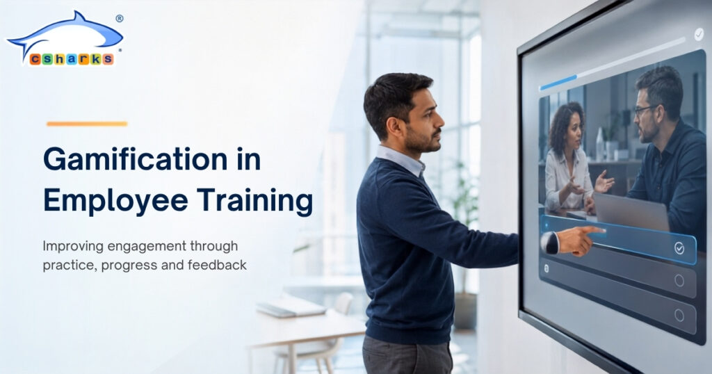 Gamification in employee training through an interactive workplace simulation